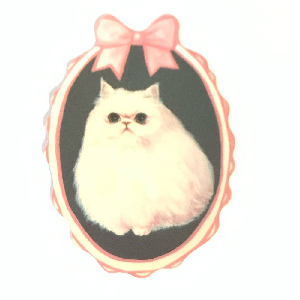 Cute Cat Sticker with Pink Bow